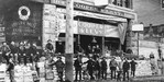 Goods piled up in front of Cooper and Levey store